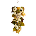 33" Fall Sunflower Hydrangea and Pumpkin Teardrop by Nearly Natural