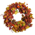 32" Autumn Oak Leaf Berries and Pumpkin Autumn Wreath by Nearly Natural