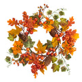 6.5" Autumn Hydrangea and Pinecones Wreath (Set of 2) by Nearly Natural