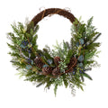 30" Pine and Pinecone Christmas Wreath on Twig Ring by Nearly Natural