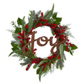24" Joy and Berries Artificial Christmas Wreath by Nearly Natural