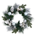 24" Pinecones & Berries Christmas Wreath w/Silver Ornaments by Nearly Natural