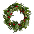 24" Cedar, Eucalyptus and Berries Christmas Wreath by Nearly Natural