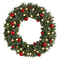 4' Xmas Pre-Lit Wreath w/Ornaments, 40 LED Lights & 360 Tips by Nearly Natural