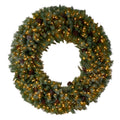 5' Flocked Xmas Wreath w/Pinecones, 400 LEDs and 760 Tips by Nearly Natural