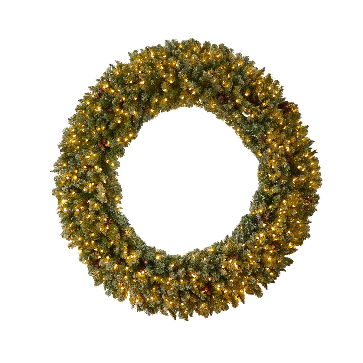 6' Giant Flocked Xmas Wreath w/400 Clear LEDs & 920 Tips by Nearly Natural