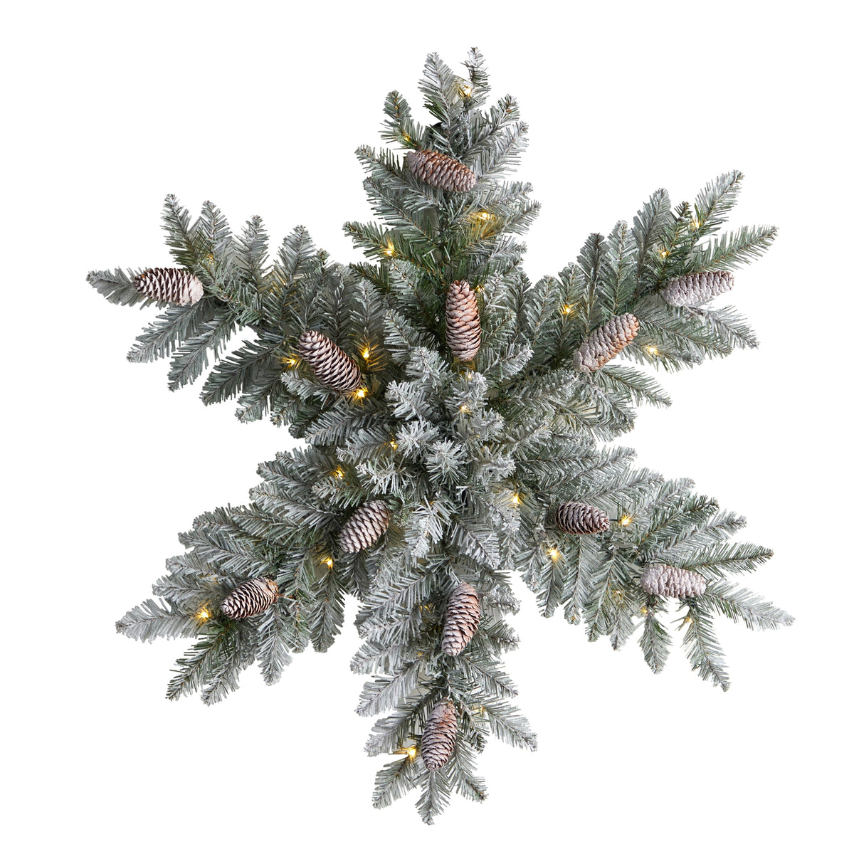 30" Pre-Lit Flocked Snowflake Wreath w/40 LEDs & 120 tips by Nearly Natural