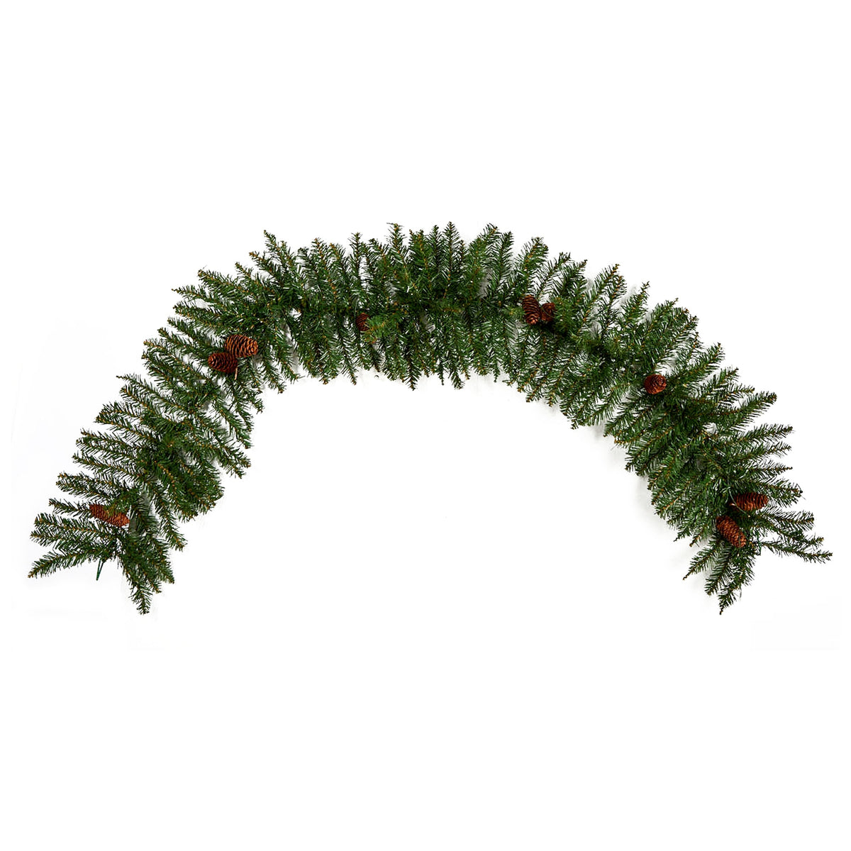 6' Pines Pinecones Christmas Garland w/150 Lvs & 50 LED's by Nearly Natural