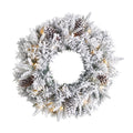 20" Flocked Christmas Wreath with 110 Tips and 35 LEDs by Nearly Natural