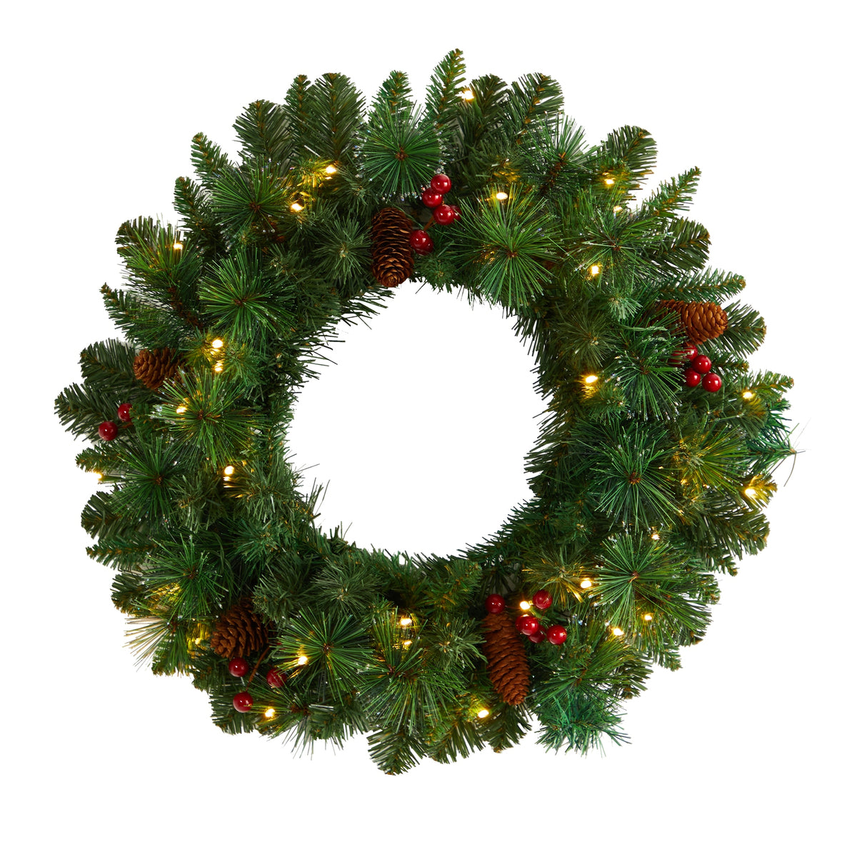 20" Christmas Wreath with 110 Tips and 35 Lights by Nearly Natural