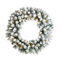 24" Flocked Christmas Wreath with 160 Tips and 35 Leds by Nearly Natural