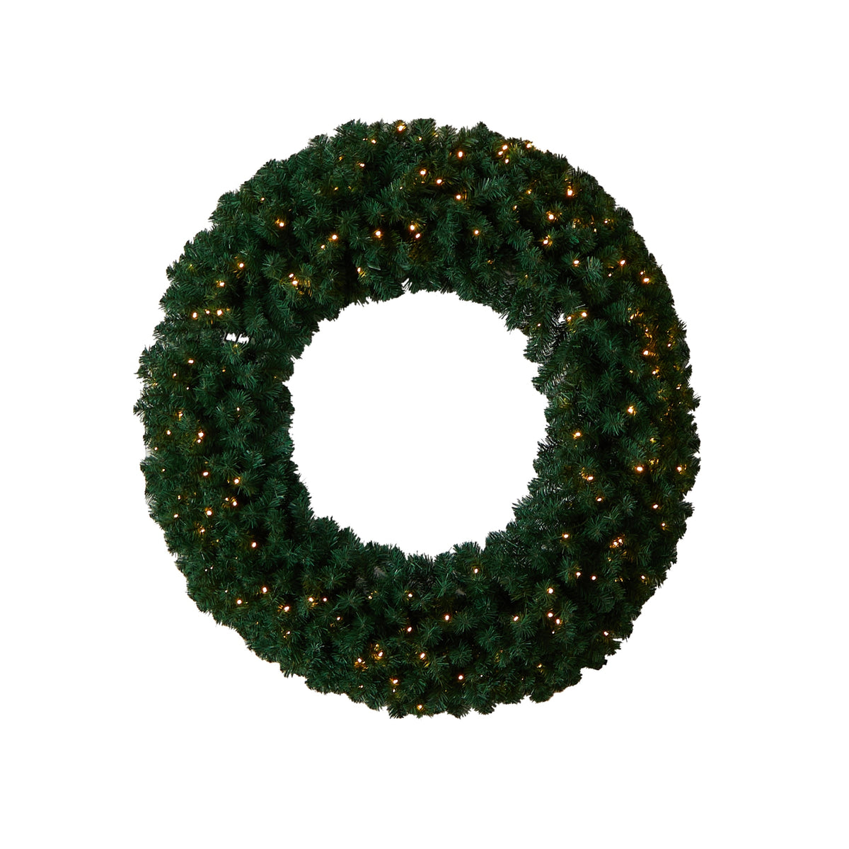 48" Large Xmas Wreath w/714 Tips & 200 Warm White LED Lights by Nearly Natural