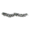 6' Flocked Xmas Garland w/35 LEDs and Pine Cones by Nearly Natural