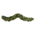 6' Snow Tipped Xmas  Garland w/35 Clear LEDs and Pine Cones by Nearly Natural