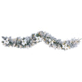 6 Ft. Flocked Garland with 176 Tips and 50 LED Lights by Nearly Natural