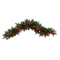 40" Pines, Red Berries and Pinecones Christmas Garland by Nearly Natural