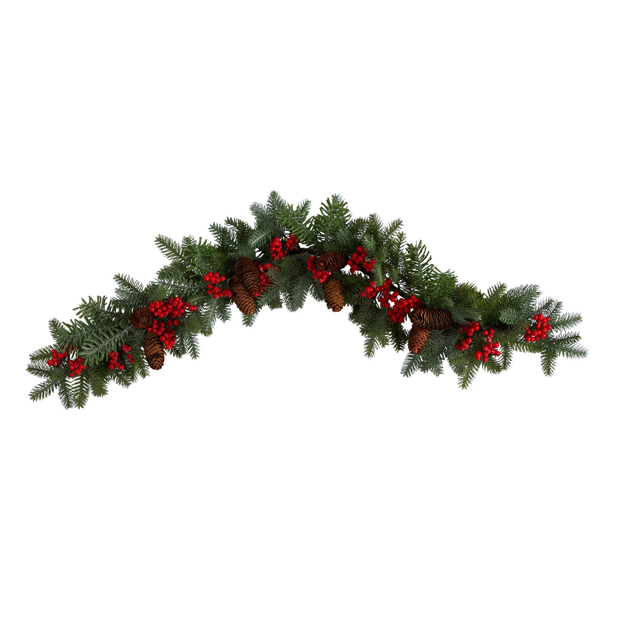 40" Pines, Red Berries and Pinecones Christmas Garland by Nearly Natural