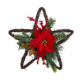 16" Holiday Christmas Poinsettia Star Twig Wreath by Nearly Natural