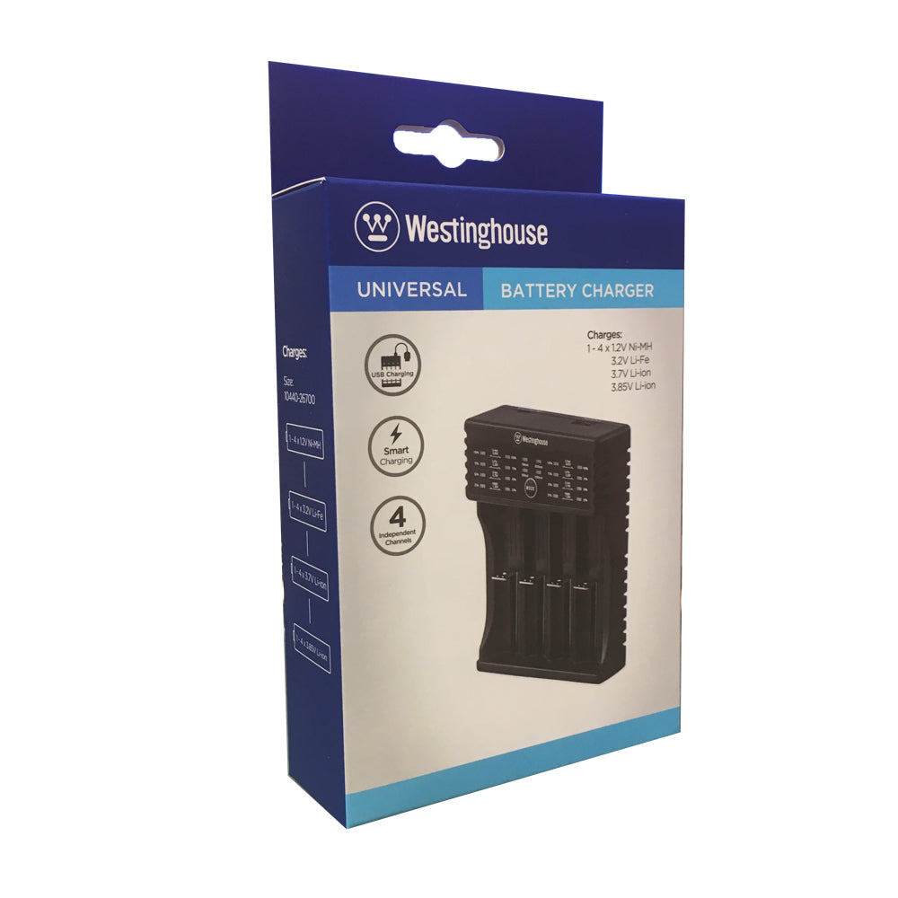 Westinghouse Universal Ni-Mh, Li-ion, Li-Fe Smart Charger- 4 Bay