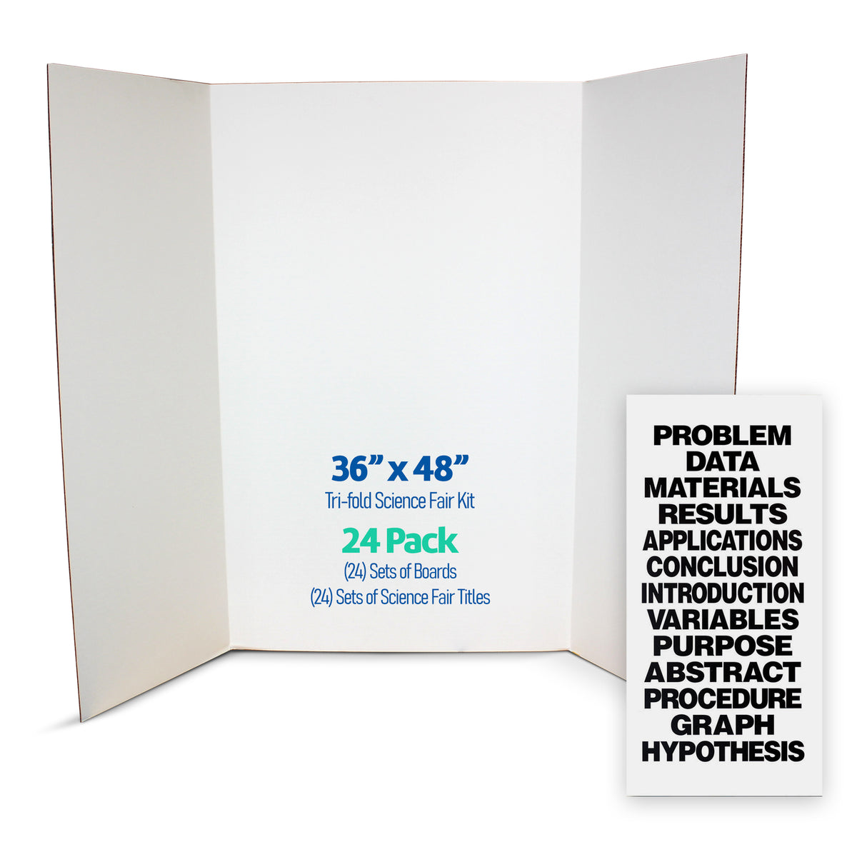 36x48 White Corrugated Project Board and Science Fair Titles - Pack of 24