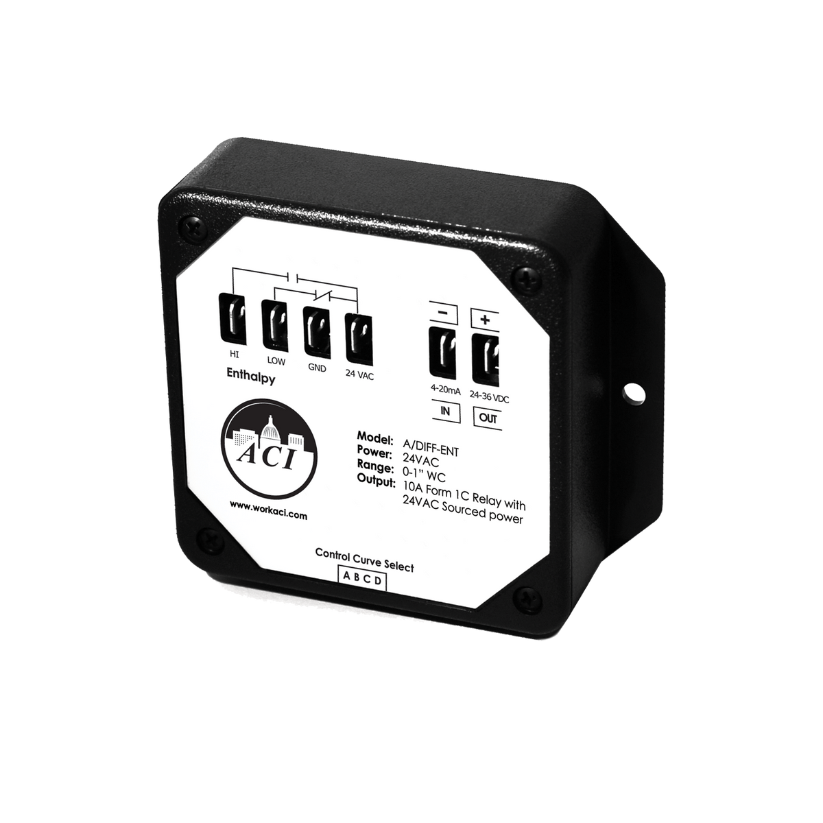 ACI (Automation Components Inc) A/Diff-Ent Enthalpy, Differential Enthalpy Changeover Control, Indoor Vs Outdoor, 24 Vac Form 1C Relay Contact 122426