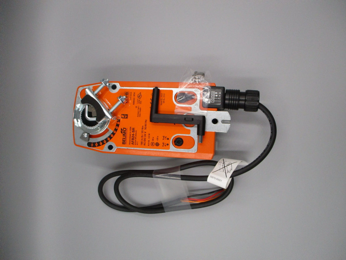 Belimo Damper Actuator, 180 in-lb [20 Nm], Spring return, AC/DC 24 V, 2...10 V, modulating AFB24-SR