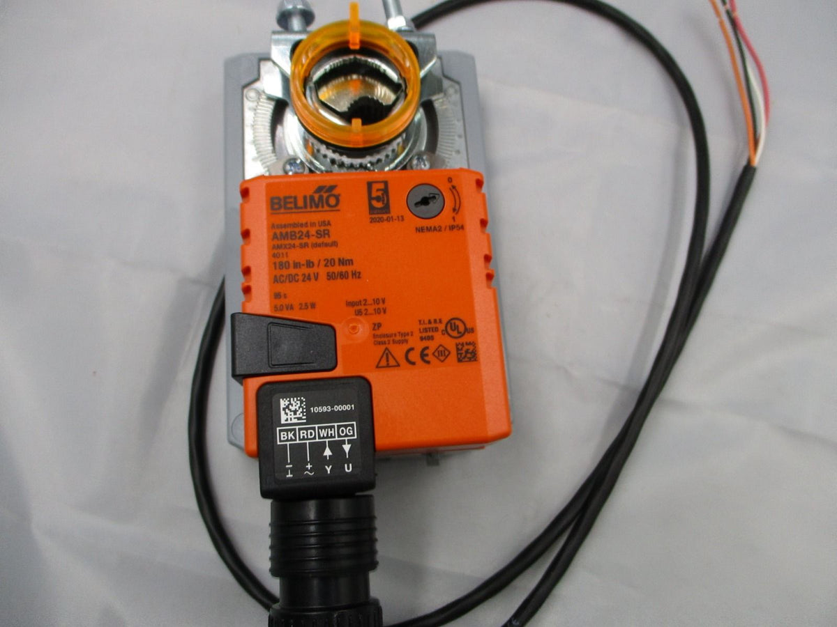 Belimo Damper Actuator, 180 in-lb [20 Nm], Non fail-safe, AC/DC 24 V, 2...10 V, modulating AMB24-SR