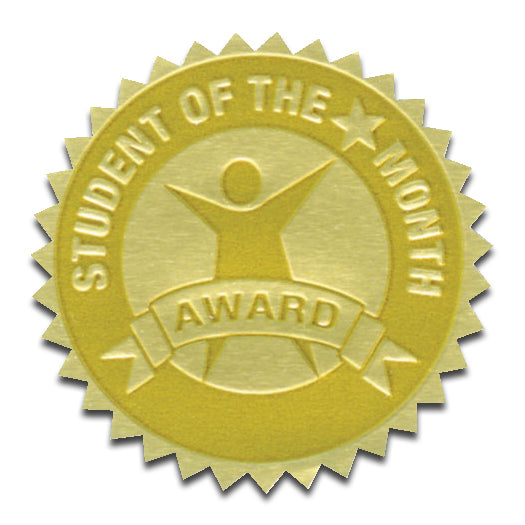 Gold Foil Stamped Certificate Seals - Student of the Month - Carton of 50 supplier units