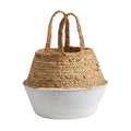 14" Boho Chic Handmade Cotton & Jute White Woven Basket by Nearly Natural