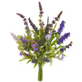 15" Lavender Artificial Flower Bouquet (Set of 3) by Nearly Natural in Purple
