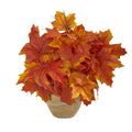 16" Autumn Maple Leaf Artificial Plant in Decorative Planter by Nearly Natural in Orange