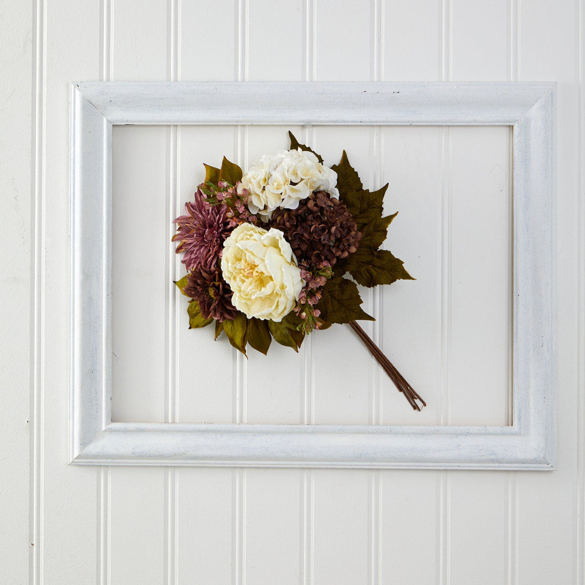 16" Peony Hydrangea and Dahlia Flower Bouquet (Set of 2) by Nearly Natural