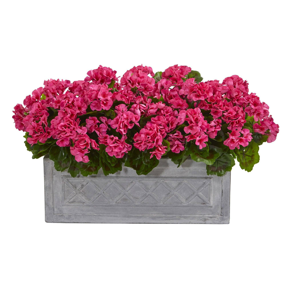 Geranium Artificial Plant in Stone Planter UV Resist Beauty by Nearly Natural in Beauty