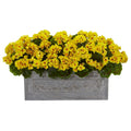 Geranium Artificial Plant in Stone Planter UV Resist Yellow by Nearly Natural in Yellow