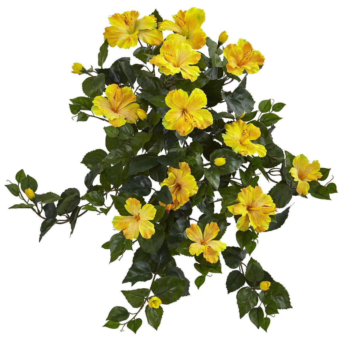 24" Hibiscus Hanging Artificial Plant (Set of 2) by Nearly Natural