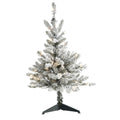 3' Flkd West Virginia Spruce Xmas Tree w/50 Lts & 142 Tips by Nearly Natural