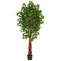 6.5' Super Deluxe Ficus Artificial Tree with Natural Trunk by Nearly Natural