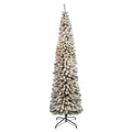8' Flocked Pencil Christmas Tree w/500 Lights & 646 Tips by Nearly Natural