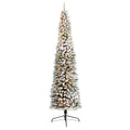 9' Flocked Pencil Christmas Tree w/600 Lights & 896 Tips by Nearly Natural