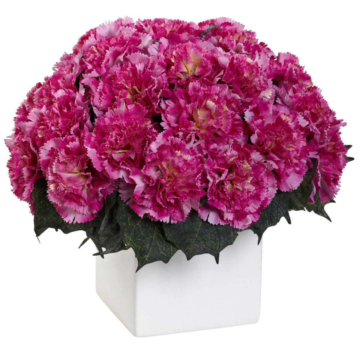 Carnation Arrangement w/Vase Dark Pink by Nearly Natural in Dark Pink