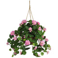 Geranium Hanging Basket - Pink by Nearly Natural in Pink