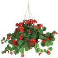Geranium Hanging Basket - Red by Nearly Natural in Red
