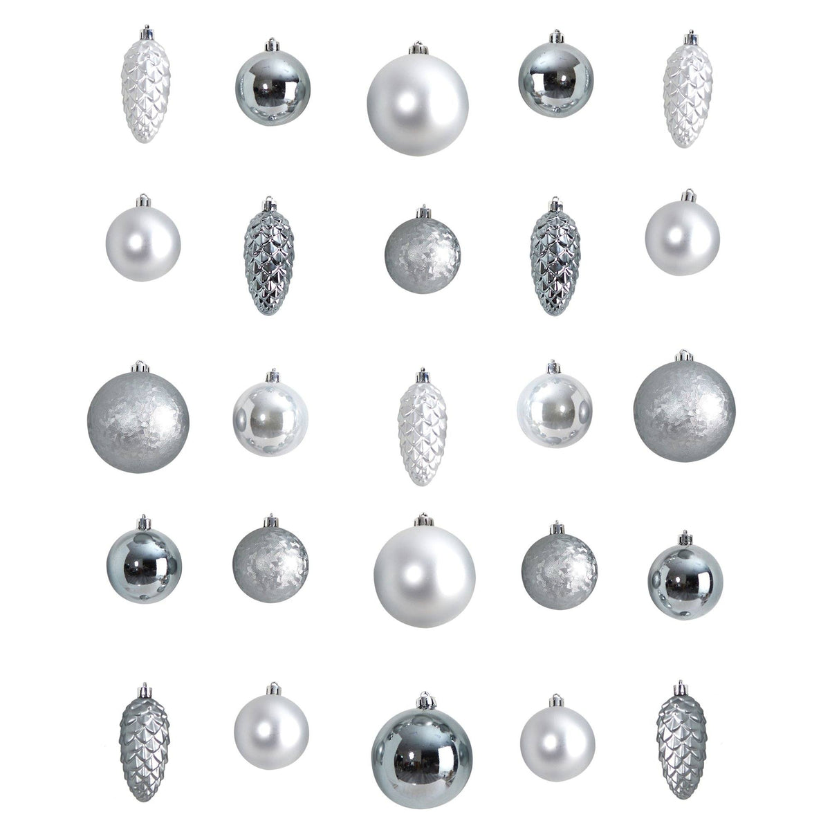 Holiday 23 Count Lux Shatterproof Ornament Set by Nearly Natural in Silver