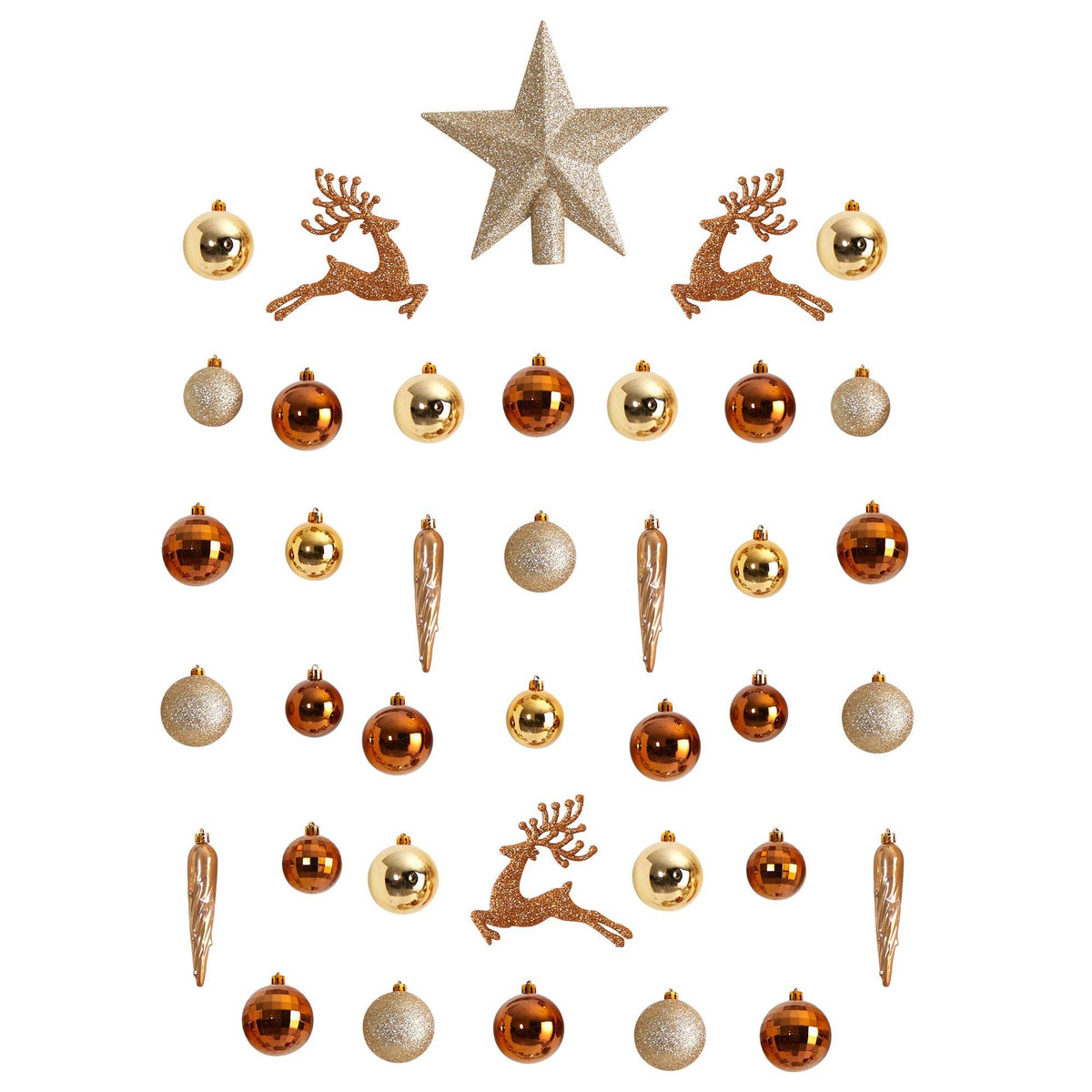 Holiday Christmas Tree 40 Count Ornament Set by Nearly Natural in Gold