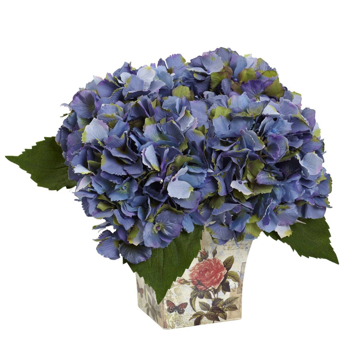 9.5" Hydrangea with Floral Planter Blue by Nearly Natural in Blue