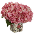 9.5" Hydrangea with Floral Planter Pink by Nearly Natural in Pink