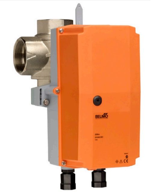 Belimo Characterized Control Valve (CCV), 1/2", 2-way, Cv 0.46 |Configurable Valve Actuator, Non fail-safe, AC/DC 24 V, 2...10 V, NEMA 4X, terminals B208+NRX24-SR-TN4