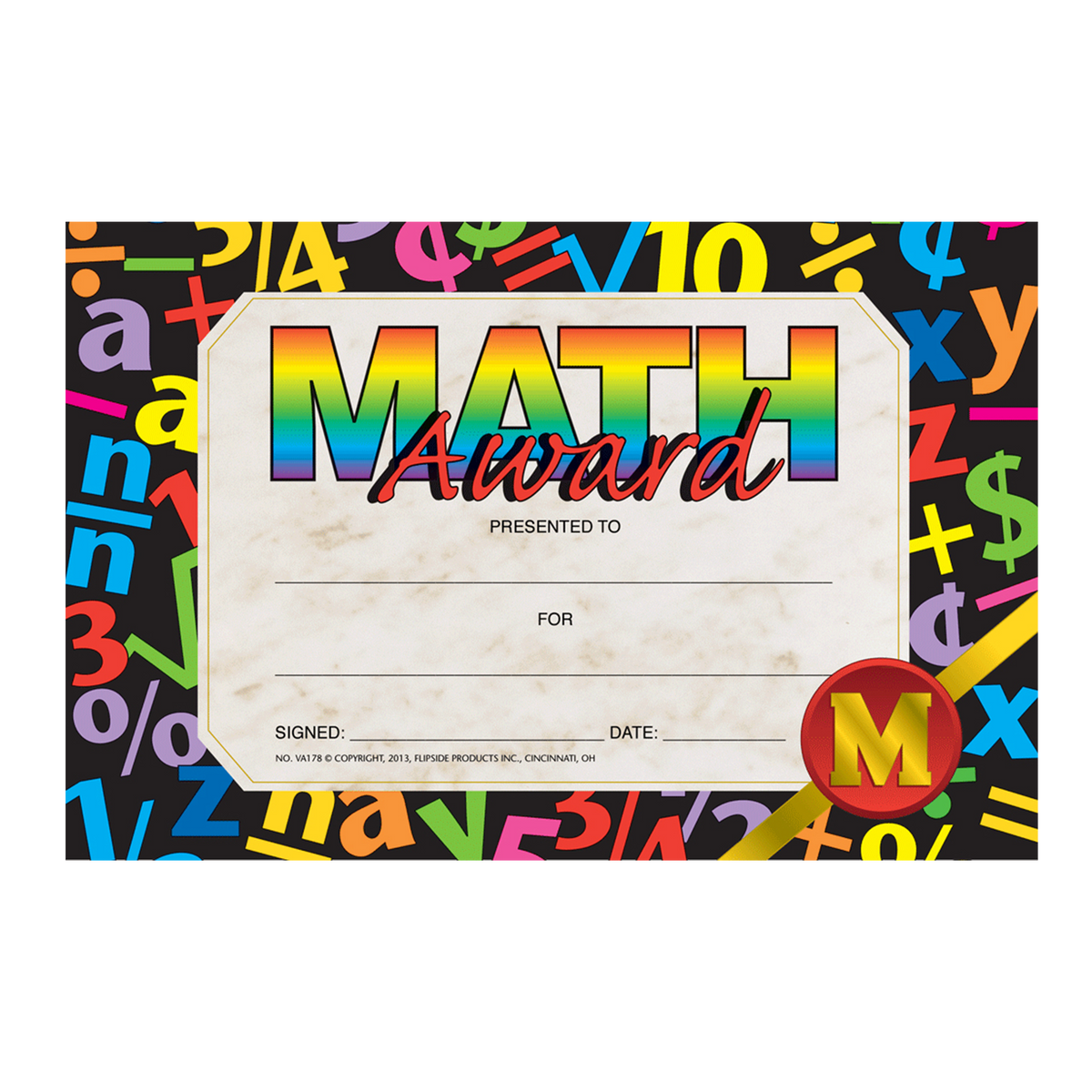 Math Award Mini Certificate - Carton of 100 supplier units