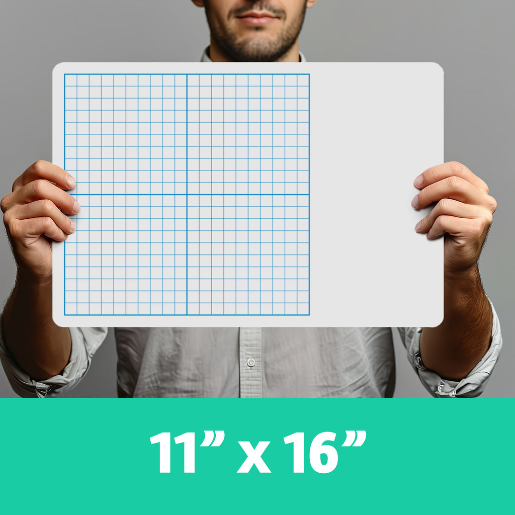 11 x 16 Two Sided 1/2" Graph Dry Erase Board Class Pack of 12