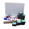 9 x 12 Two-Sided Dry Erase Boards with XY Axis Grid and Plain Dry Erase Surface, Colored Markers & Erasers - Class Pack of 12